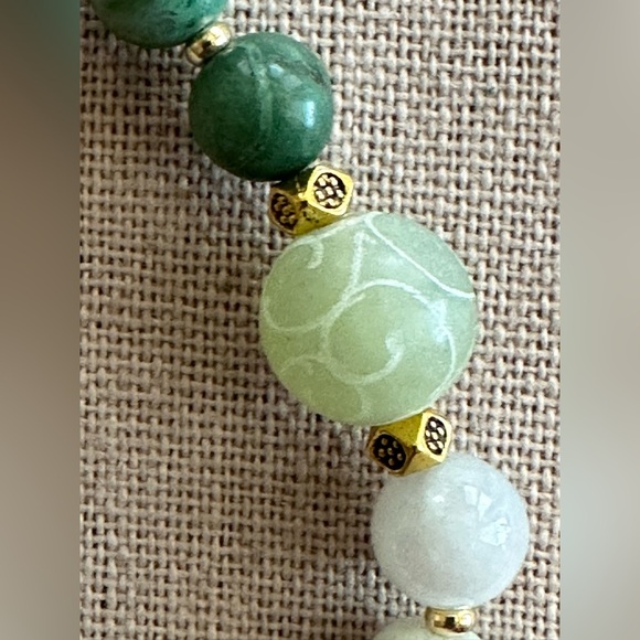 22 inch Mixed Jade beads Patina made Necklace NWOT - Picture 4 of 16
